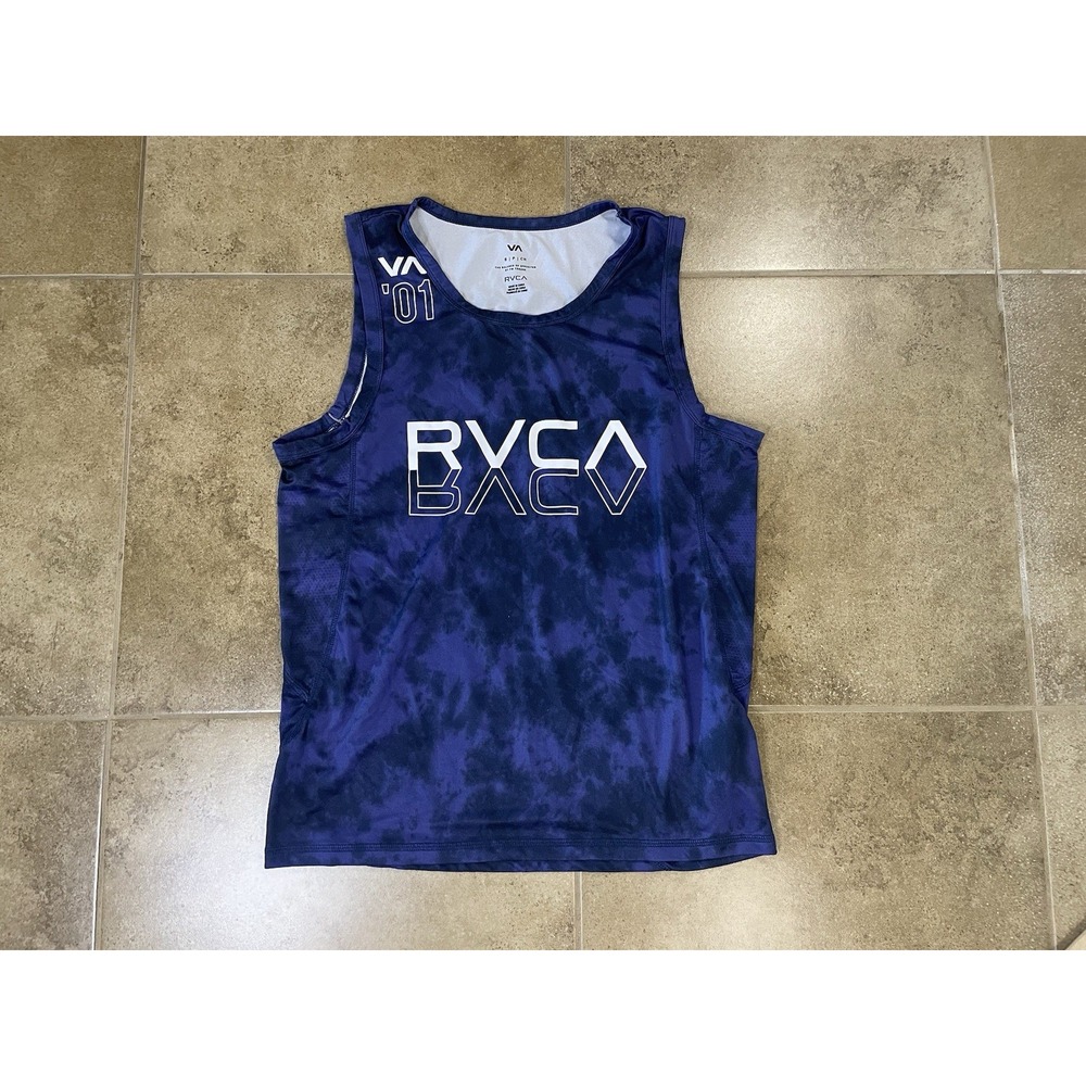 RVCA Mens Performance MMA Tank Top Sz S Blue Sport Vent Sleeveless Shirt Stretch